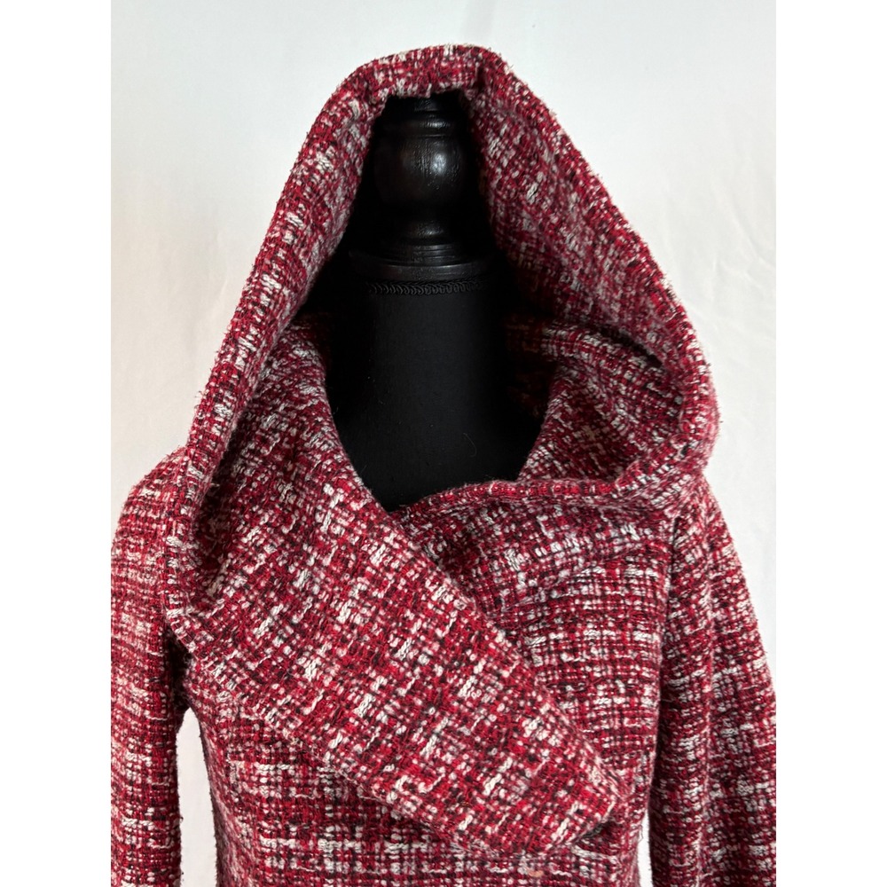 BDG Urban Outfitters Red Tweed Asymmetric Hooded Wool Blend Jacket Small